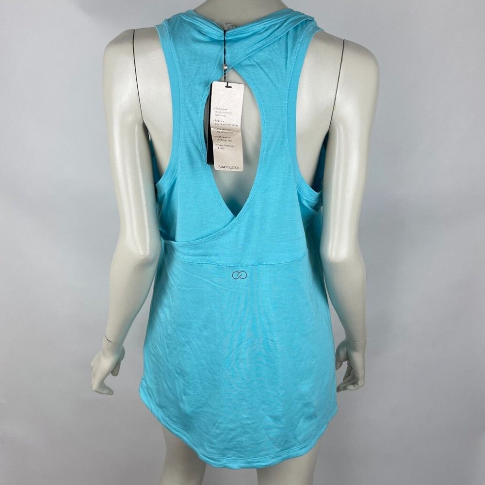 Calia Keyhole Tank Top Women XL NWT Blue Stretch Cotton Blend Round Neck Gym Run